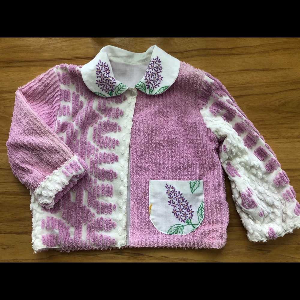 Handmade chenille, embroidered girls jacket